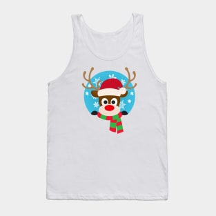 Cute Rudolph Red-Nosed Reindeer Christmas Design Tank Top